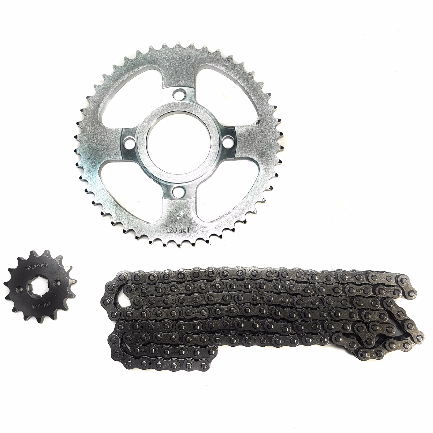 JUEGO DE ENGRANES CON CADENA P/ DM-250, P/ DM-250X, P/ DM-200 SPORT, P/ DM-150 SPORT (46/15D, 428H X 136L)
