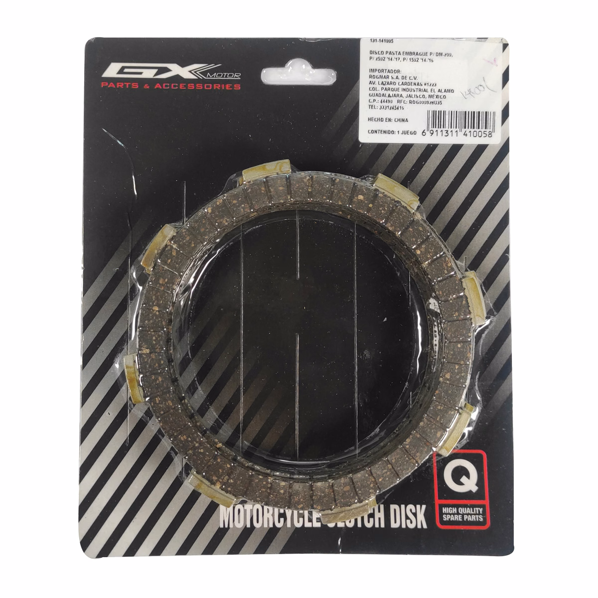 DISCO PASTA EMBRAGUE P/ DM-200, P/ 250Z '14-'17, P/ 150Z '14-'16 (JUEGO)