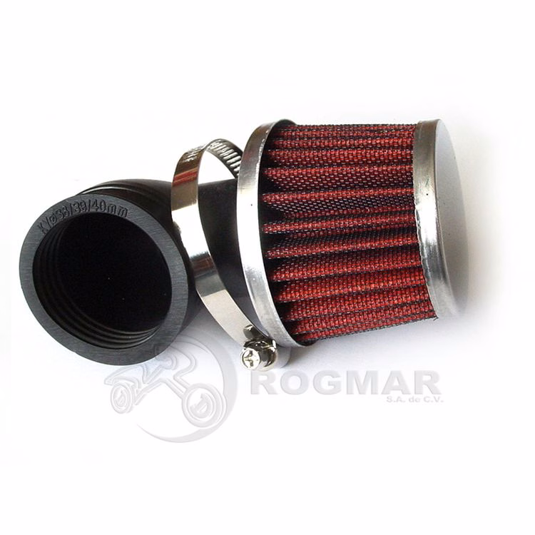 FILTRO AIRE UNIVERSAL CONICO SUNGO 39MM C/ CONEXIÓN CURVA 90°