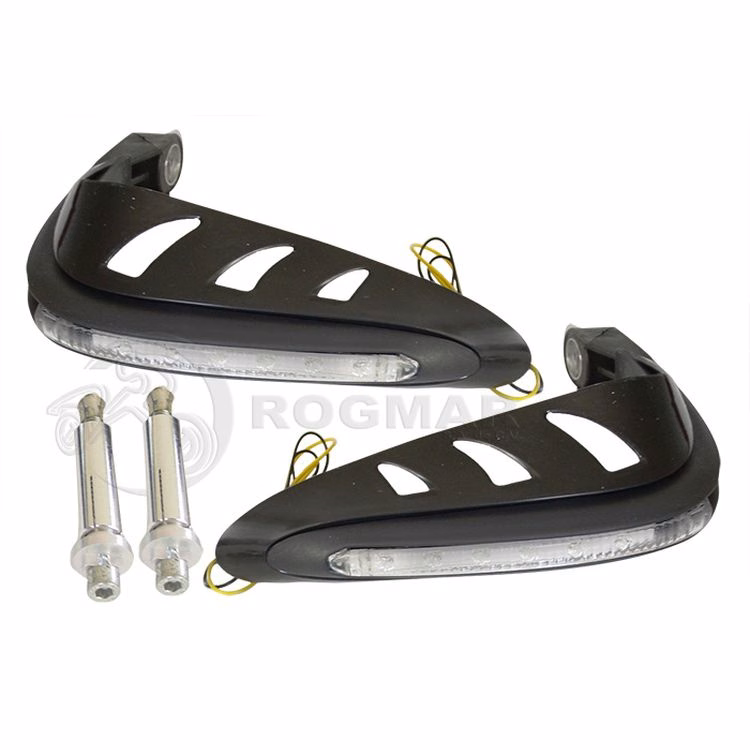 PROTECTOR DE MANIJA NEGRO C/ LED 12V UNIVERSAL A-01 (JUEGO)