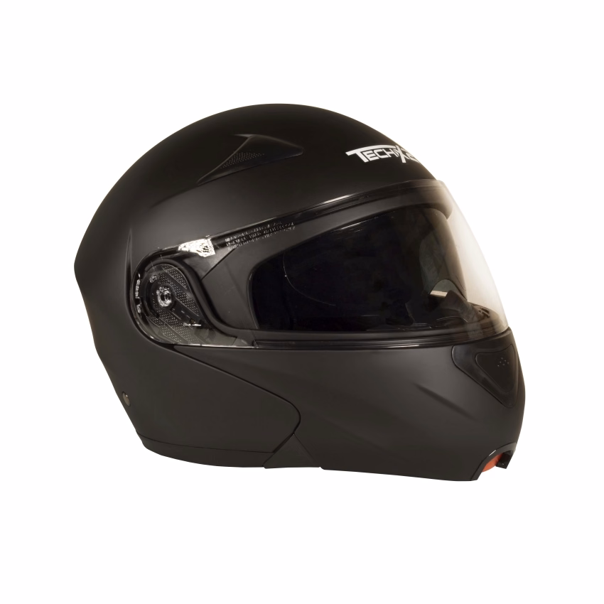 CASCO TECHX2 FORCE TX-901 ABATIBLE NEGRO MATE C/ LENTE INTERNO TALLA: M (PRECIO POR PIEZA) (DE 1 A 5 PIEZAS) NORMA EUROPEA ECER22-05 Y NORMA AMERICANA DOT