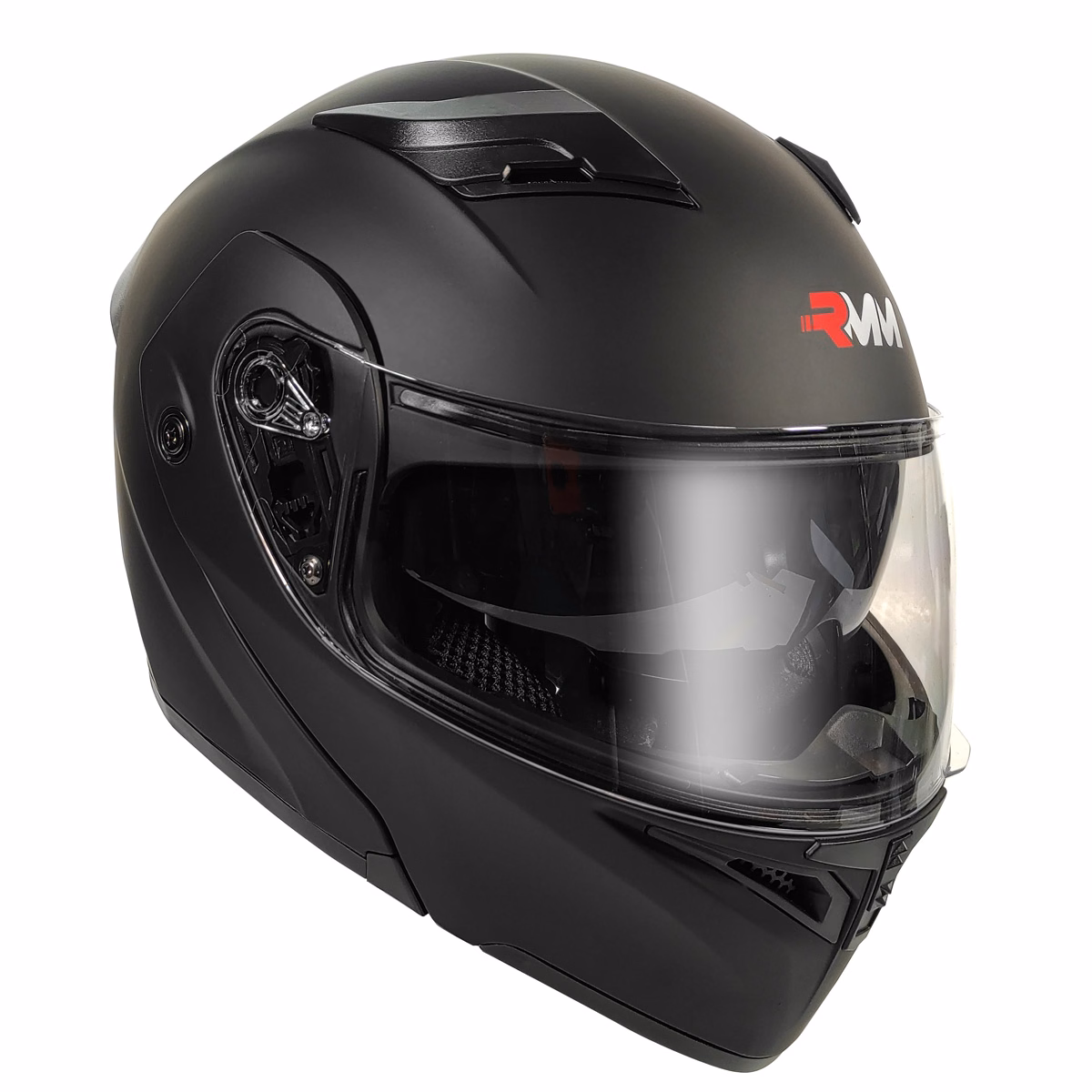 CASCO RMM 169 ABATIBLE NEGRO MATE CON LENTE INTERNO TALLA: CH (PRECIO POR PIEZA) (DE 1 A 5 PIEZAS) NORMA AMERICANA DOT