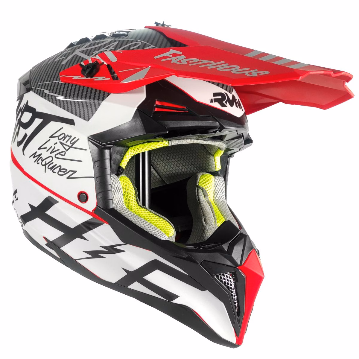CASCO RMM 189 CROSS GRAFICOS ROJO/BLANCO/NEGRO MATE TALLA: EG (PRECIO POR PIEZA) (DE 1 A 5 PIEZAS) NORMA AMERICANA DOT