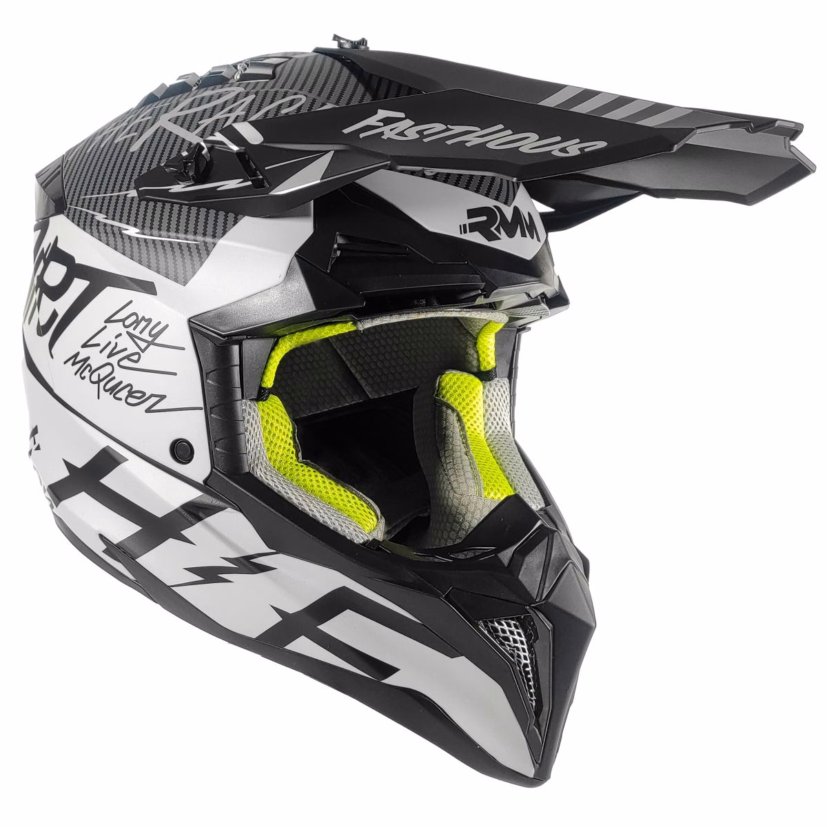 CASCO RMM 189 CROSS GRAFICOS BLANCO/NEGRO MATE TALLA: G (PRECIO POR PIEZA) (DE 1 A 5 PIEZAS) NORMA AMERICANA DOT