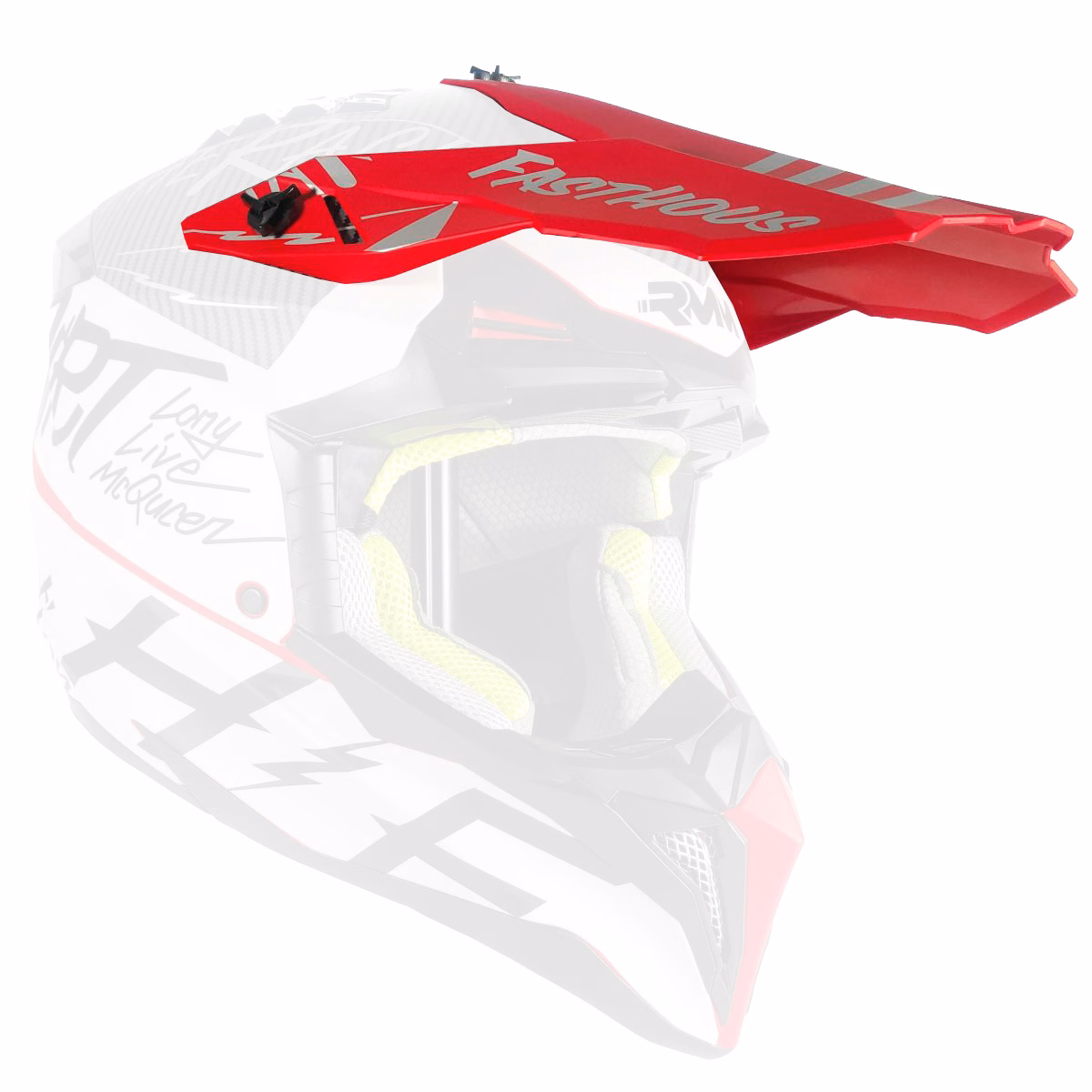 VISERA PARA CASCO Y TORNILLOS RMM 189 ROJO MATE C/ GRAFICOS (JUEGO)