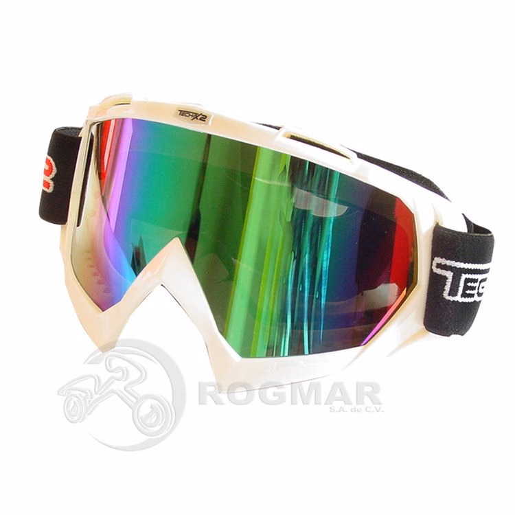 GAFAS PROTECTORAS PARA MOTOCICLISTA (GOGGLE) TECHX2 BLANCO C/ MICA TORNASOL SG634
