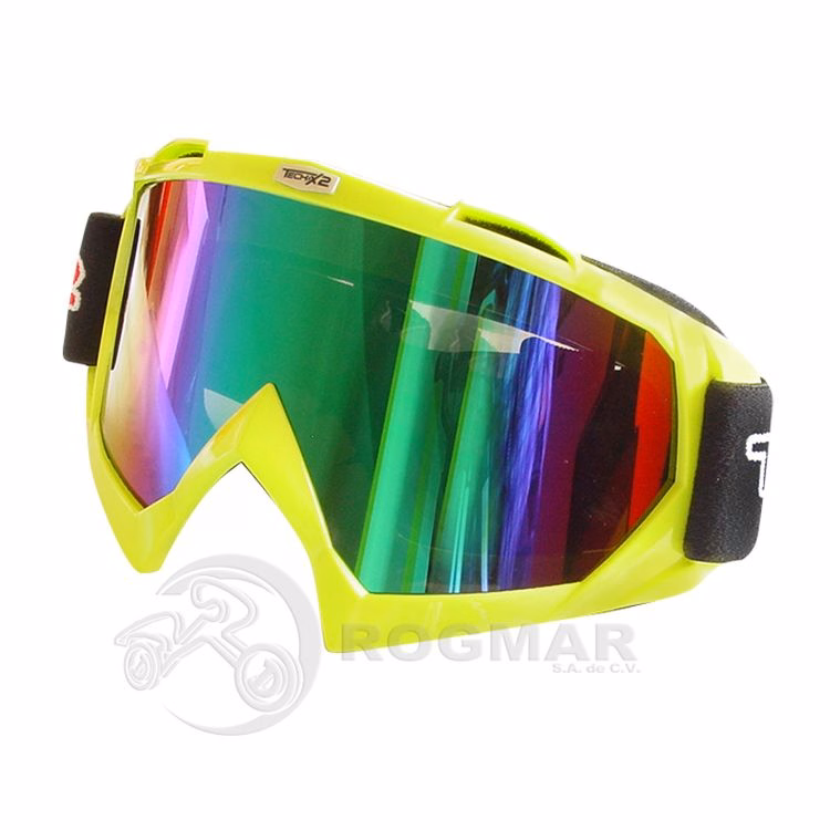 GAFAS PROTECTORAS PARA MOTOCICLISTA TECHX2 AMARILLO FLUORESCENTE C/ MICA TORNASOL SG634