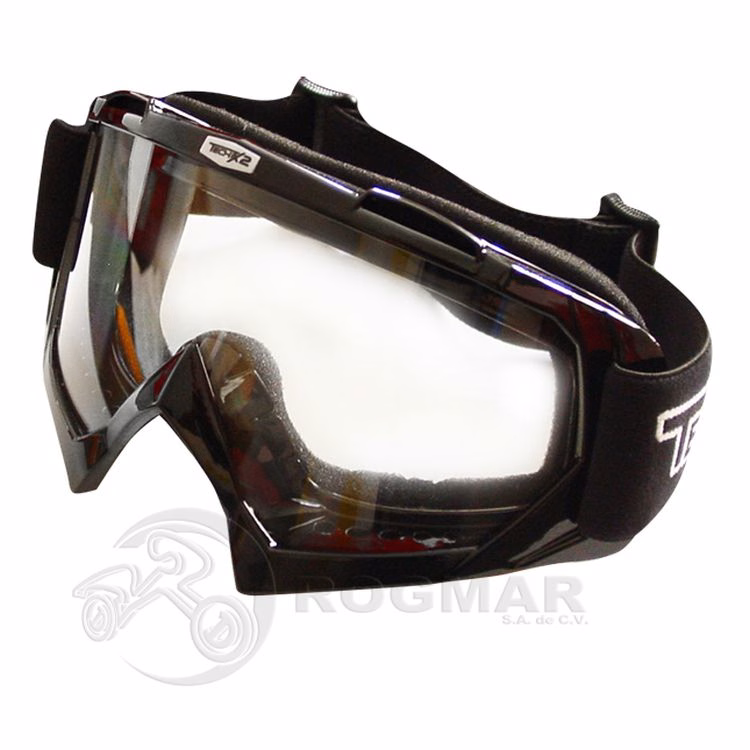 GAFAS PROTECTORAS PARA MOTOCICLISTA (GOGGLE) TECHX2 NEGRO C/ MICA TRANSPARENTE SG634