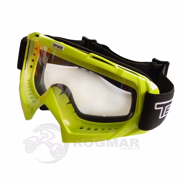 GAFAS PROTECTORAS PARA MOTOCICLISTA (GOGGLE) TECHX2 AMARILLO FLUORESCENTE C/ MICA TRANSPARENTE SG634