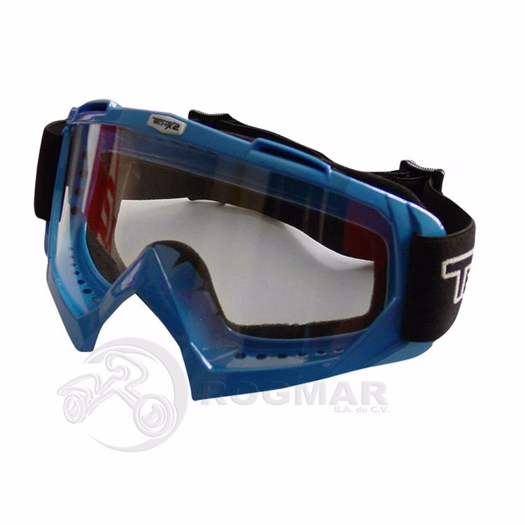 GAFAS PROTECTORAS PARA MOTOCICLISTA TECHX2 AZUL (GOGGLES) C/ MICA TRANSPARENTE SG634