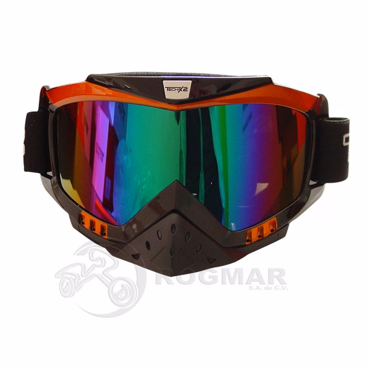 GAFAS PROTECTORAS PARA MOTOCICLISTA (GOGGLE) TECHX2 NEGRO C/ MICA TORNASOL SG655