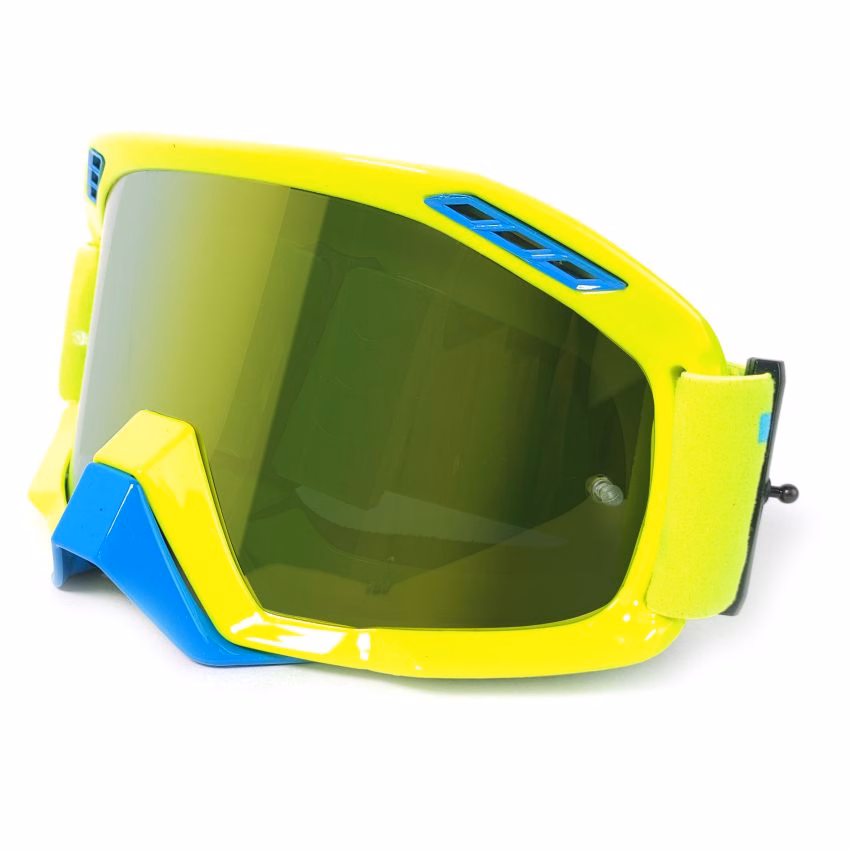 GAFAS PROTECTORAS PARA MOTOCICLISTA (GOGGLE) TECHX2 AMARILLO FLUORESCENTE/AZUL MICA AMARILLA CG-10