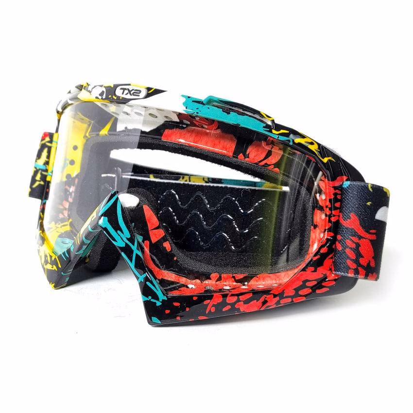 GAFAS PROTECTORAS PARA MOTOCICLISTA (GOGGLE) TECHX2 GRAFICOS MICA TRANSPARENTE SG-11