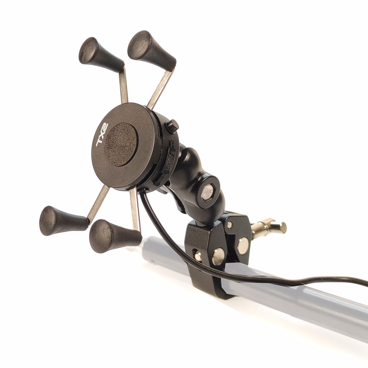 CARGADOR PARA CELULAR TECHX2 CON SOPORTE NEGRO SCG-12 VOLTAJE DE ENTRADA: 12-24V, VOLTAJE DE SALIDA: 5V 2.1A