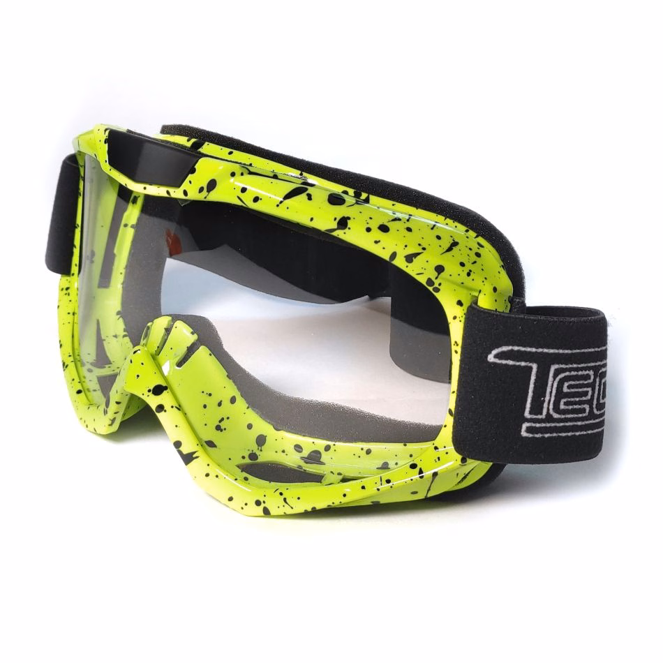 GAFAS PROTECTORAS PARA MOTOCICLISTA (GOGGLE) TECHX2 AMARILLO/NEGRO MICA TRANSPARENTE SG-15