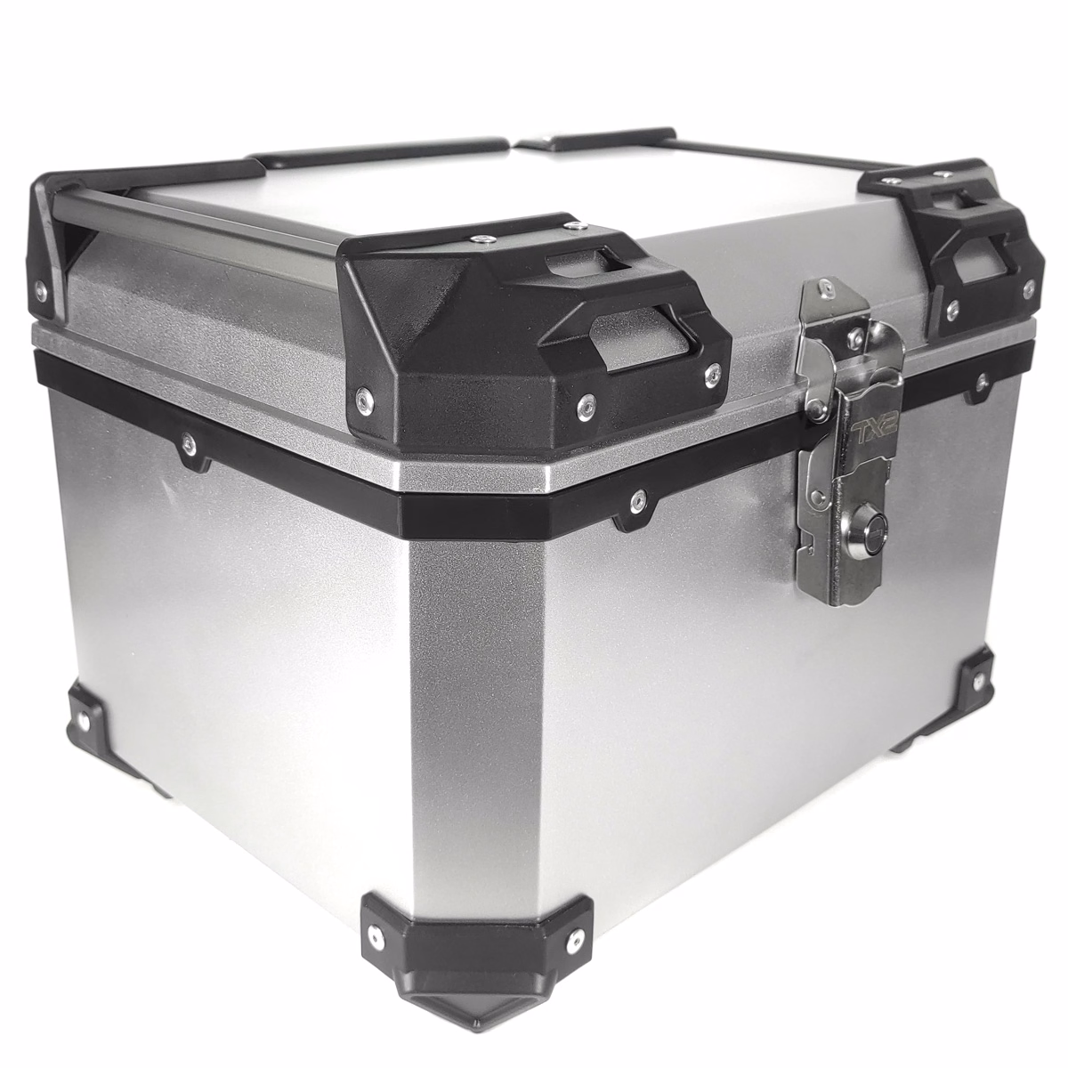 CAJUELA CUADRADA 45L PLASTICO TECHX2 PLATA/NEGRO C/ RESPALDO Y SEGURO ANTIROBO MOD. SG-530