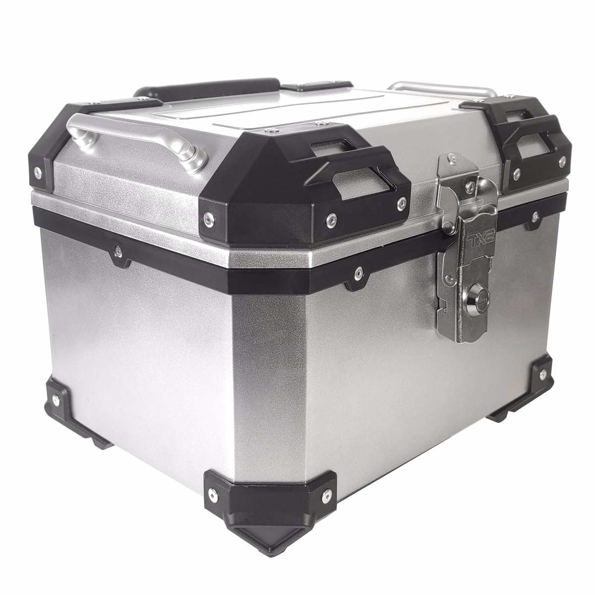 CAJUELA CUADRADA 35L PLASTICO TECHX2 PLATA/NEGRO C/ RESPALDO Y SEGURO ANTIROBO MOD. SG-510