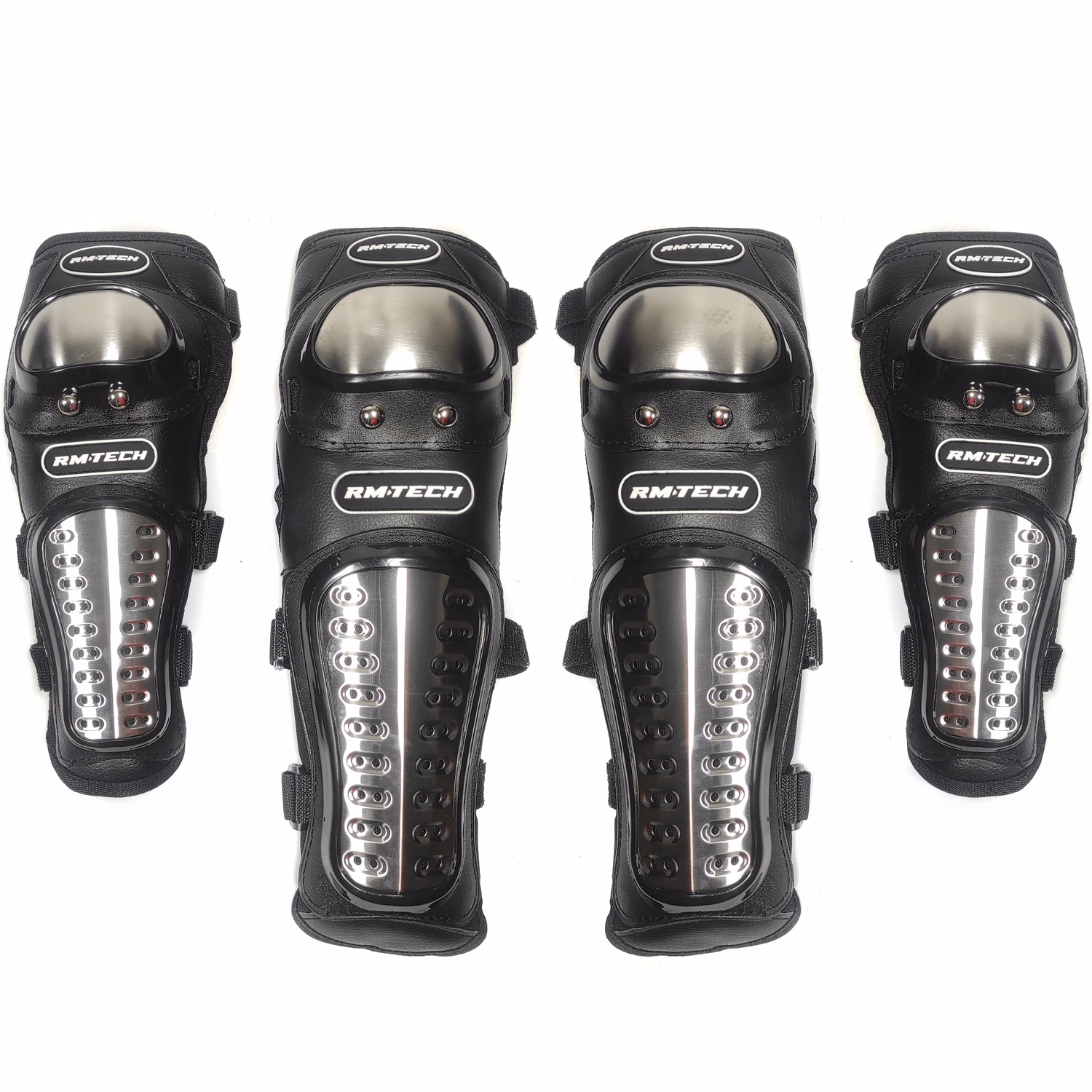 PROTECTORES DE PIERNAS Y CODOS ACERO RMTECH NEGROS K01H01 (JUEGO)