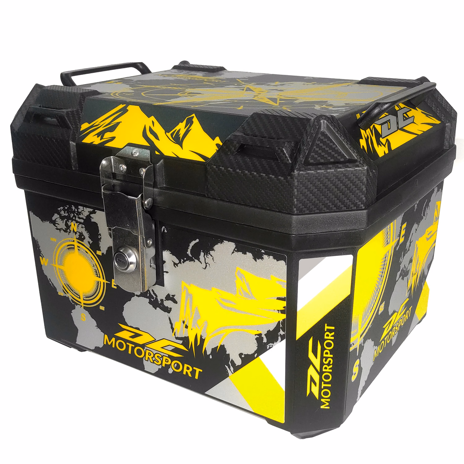 CAJUELA CUADRADA PLATICO 45L NEGRO/AMARILLO C/ GRAFICOS