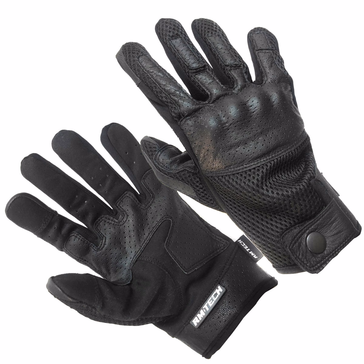 GUANTE PARA MOTOCICLISTA RMTECH PHOENIX NEGRO CON TOUCH TALLA: M (DE 1 A 4 PARES)
