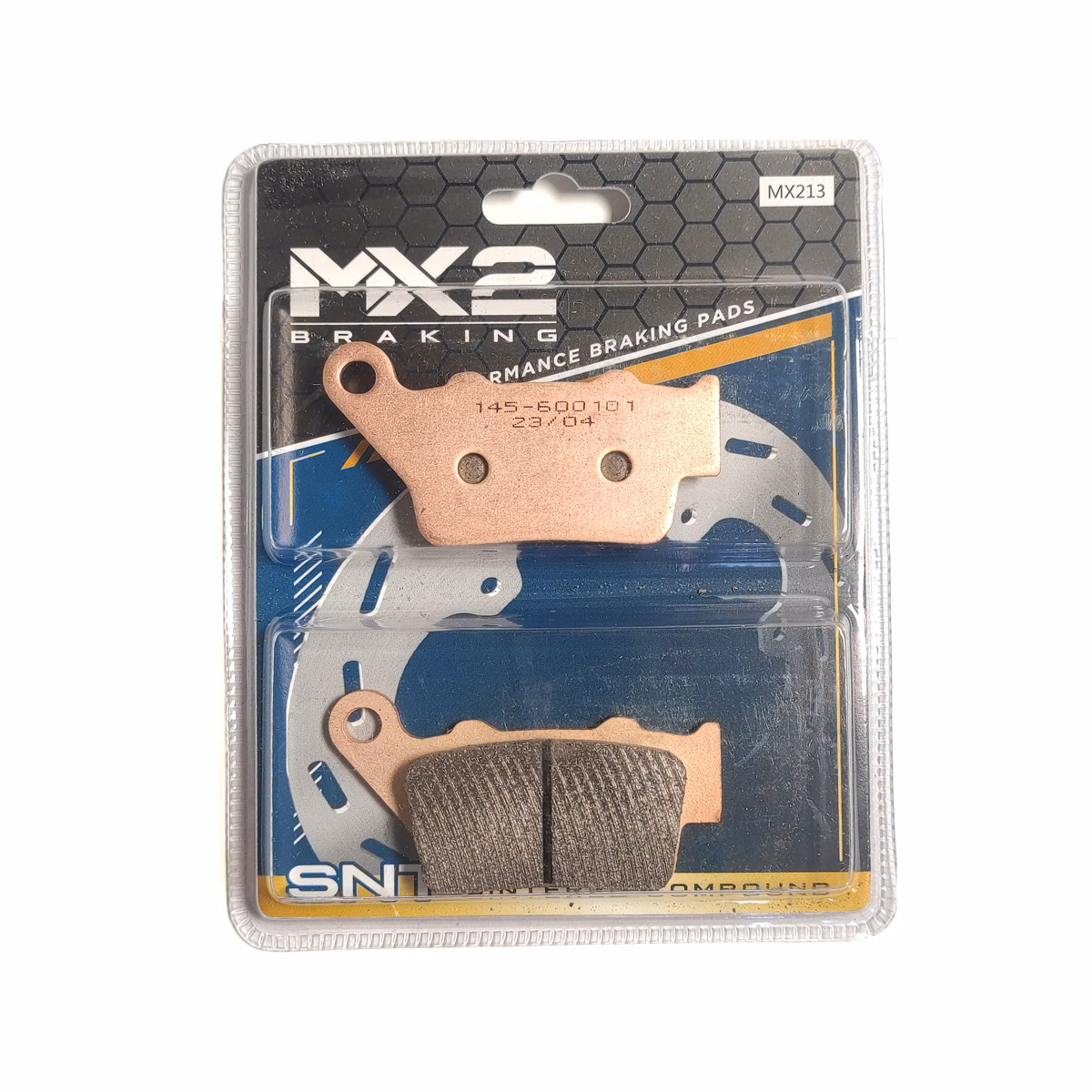 BALATAS DISCO MX2 MX-F124 SNT (213) P/ F 650GS DAKAR '04-'07 TRAS. P/ G 310 R '16-'25, P/ G310 GS '17-'25 TRAS., P/ F700 GS '08-'25 TRAS., P/  P/ F850 GS '18-'21, P/ DOMINAR 400 V1 -'18-'22, P/ DOMINAR 400 UG '21-'24, P/ 450MT '25 TRAS., P/ 400NK '20-'23, P/ 250NK '20-'23, P/ DUKE 690 ABS '12-'18, P/ DUKE 390 '13-'25