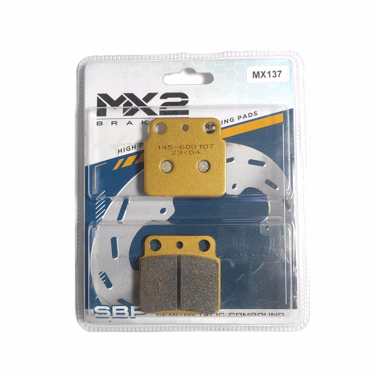 BALATAS DISCO MX2 MX-F143 SBP (137) P/ KSF-400 A1/A2/A3/A6F '03-'06, KFX-400 '03-'06 TRAS.