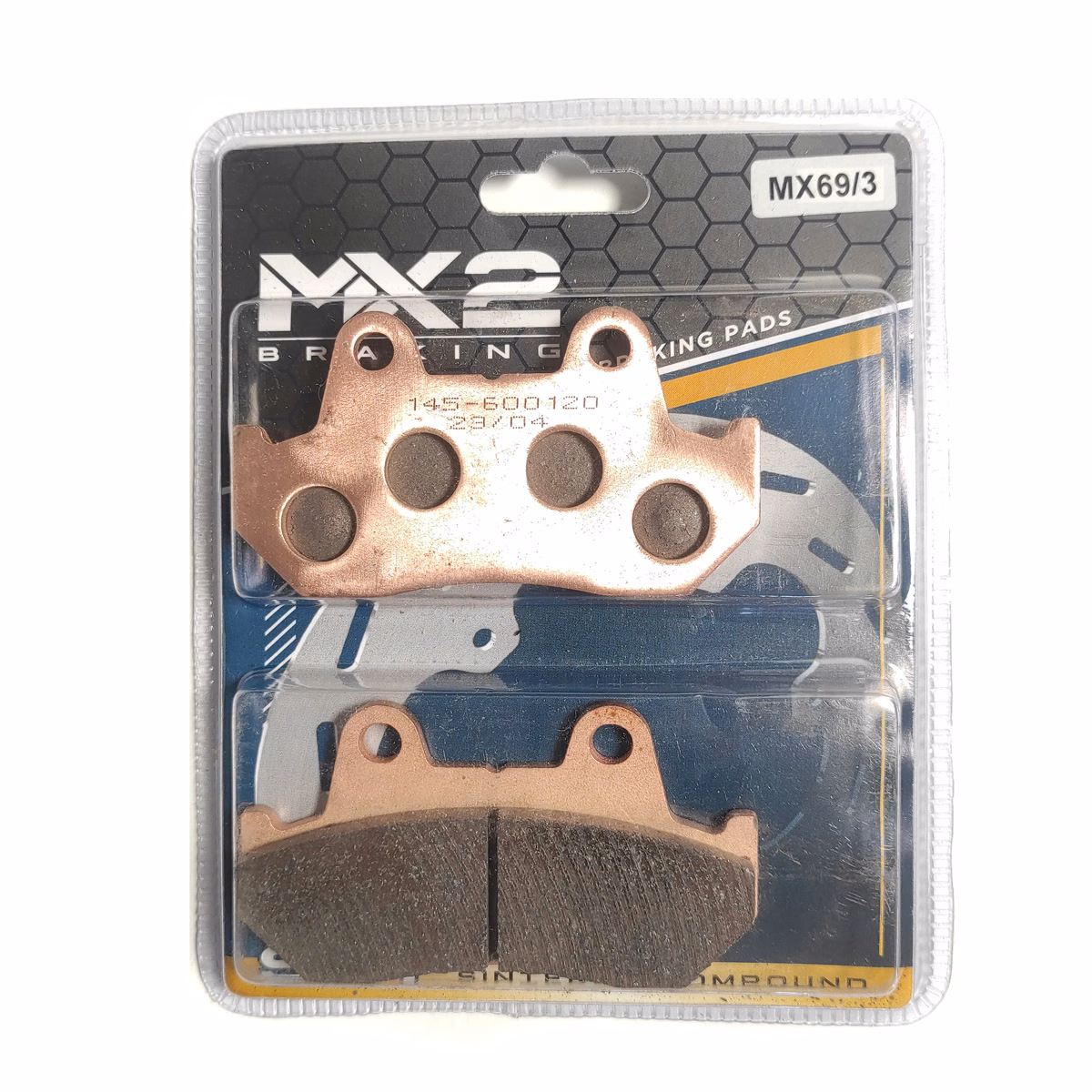 BALATAS DISCO MX2 MX-F002 SNT (69/3) P/ VT500C SHADOW '83-'86, P/ VT-1100 '87-'93, P/ CBR600F '87-'90, P/ CBR-1000 '87-'88 TRAS.