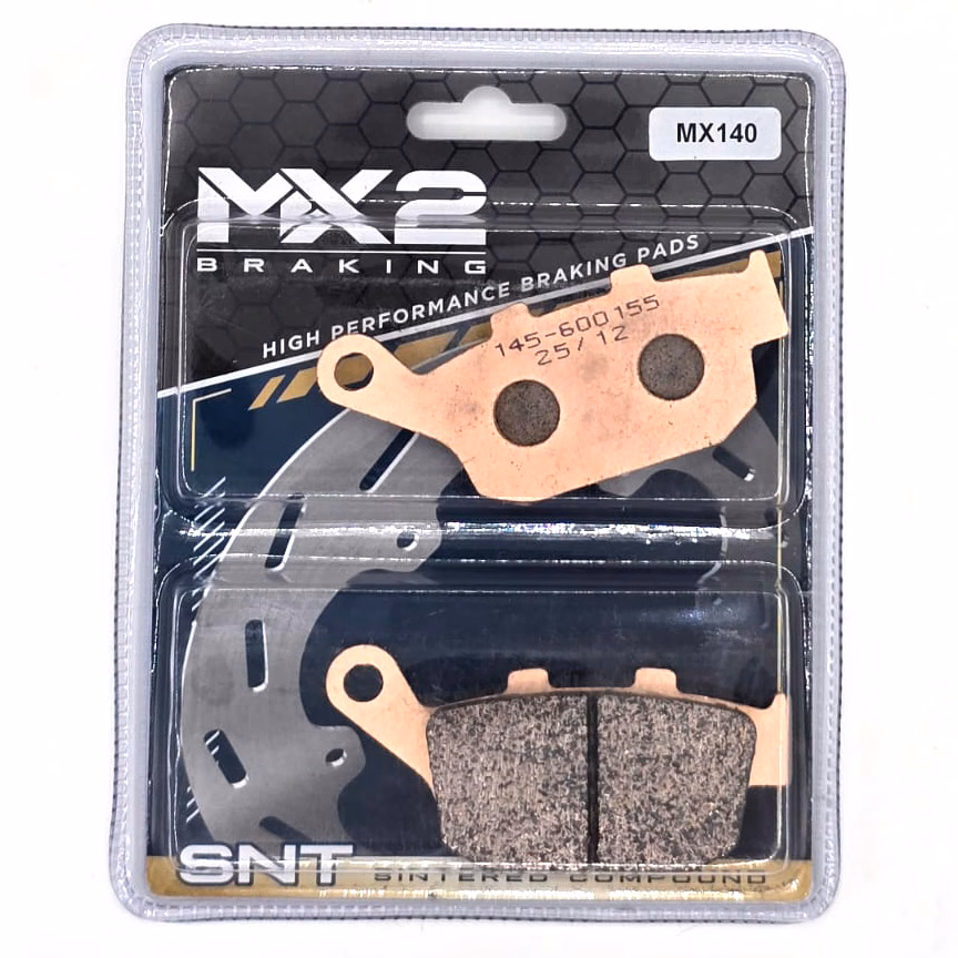 BALATAS DISCO MX2 MX-F033 SNT (140) P/ CB500 '13-'22 TRAS., P/ NC750 '09-'14 TRAS., P/ NC750 XD '14-'23 TRAS., P/ CTX 700 '14-'19, P/ CBR 650 R '19-'24 TRAS., P/ Z900 '22-'24 TRAS., P/ Z900 ABS '22-'23 TRAS., P/ Z900 RS '22-'24 TRAS., P/ NC 700 '12-'13, P/ CBR 500 NO ABS '13-'20 DEL., P/ CB500 FA ABS '13-'20 DEL., P/ FZ6R '09-'17 TRAS. P/ V-STROM 250 SX '20-'22,
