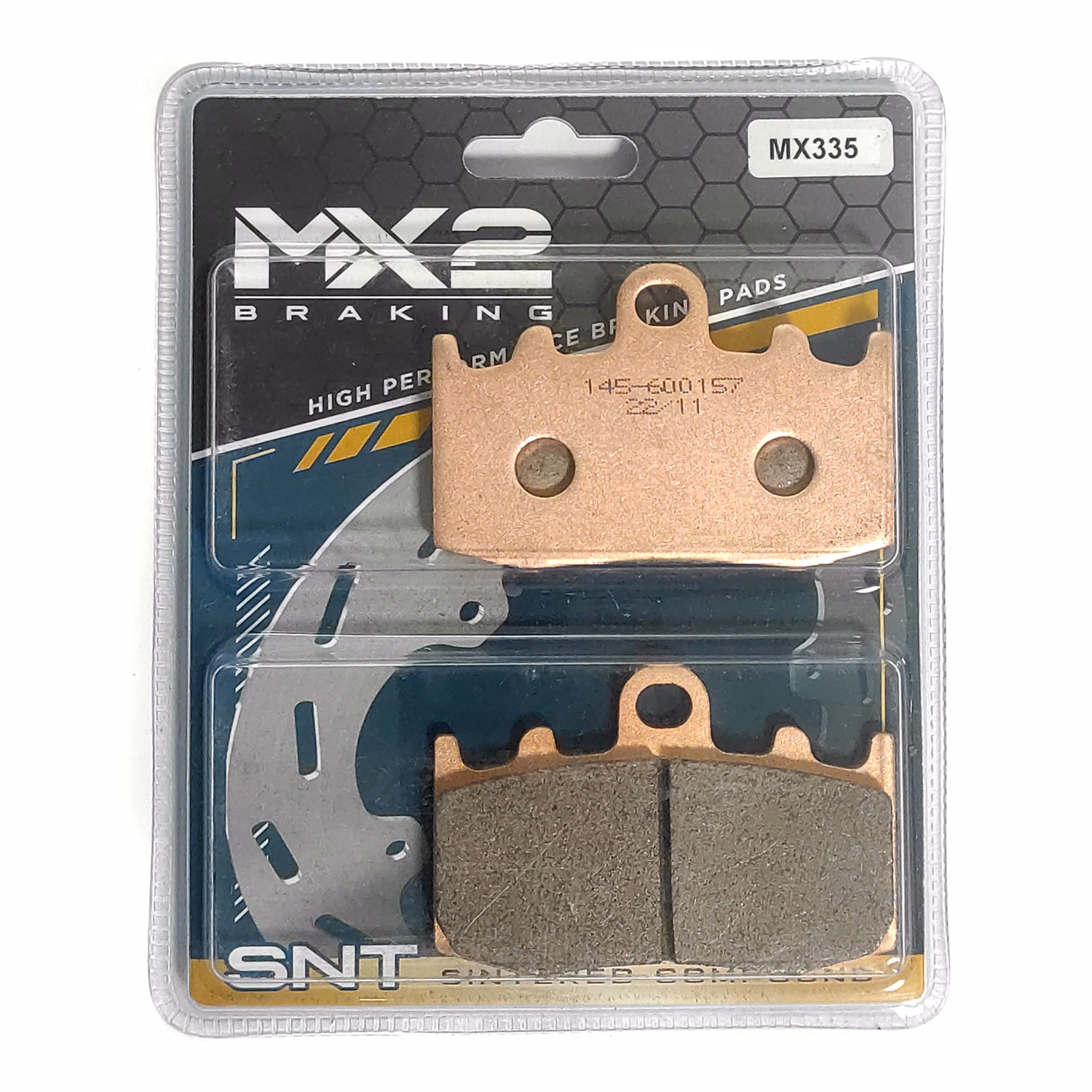 BALATAS DISCO MX2 MX-F023 SNT (335) P/ R 1200 GS ADVENTURE '05-'07 DEL., P/ R 1200 GS ADVENTURE '06-'13 DEL., P/ R 1200 GS,M '09-'12 DEL., P/ R 1150 GS '01-'03, P/ R 1150 GS ADVENTURE '01-'04 DEL., P/ R 1150 RT '00-'05 DEL., P/ R 1200 RT '03-'13 DEL.