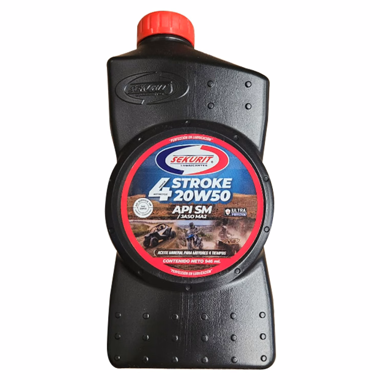 ACEITE SEKURIT MOTO 4T 20W50 "SM" HIGH PROTECTION "MINERAL" 946ML (PRECIO POR PIEZA) (EN LA COMPRA DE 1 CAJA) (CAJA C/ 18 PIEZAS )